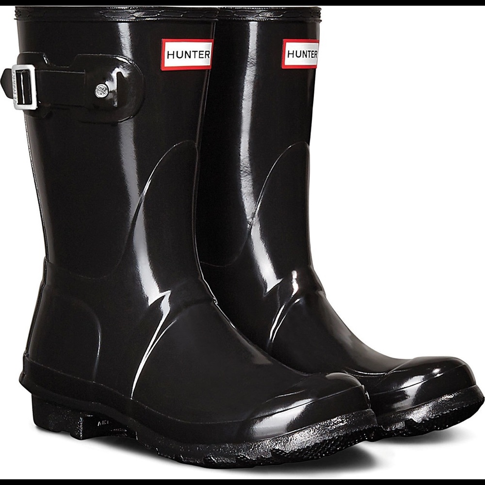 Black gloss Hunter boots (short)